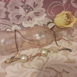 Glass bead & faux pearl necklace
